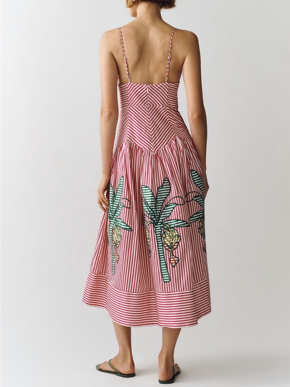 FARM Rio Palm Tree Striped Midi Dress - Picture 2 of 10